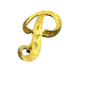 Mamselle Vintage Gold Tone Letter P Brooch